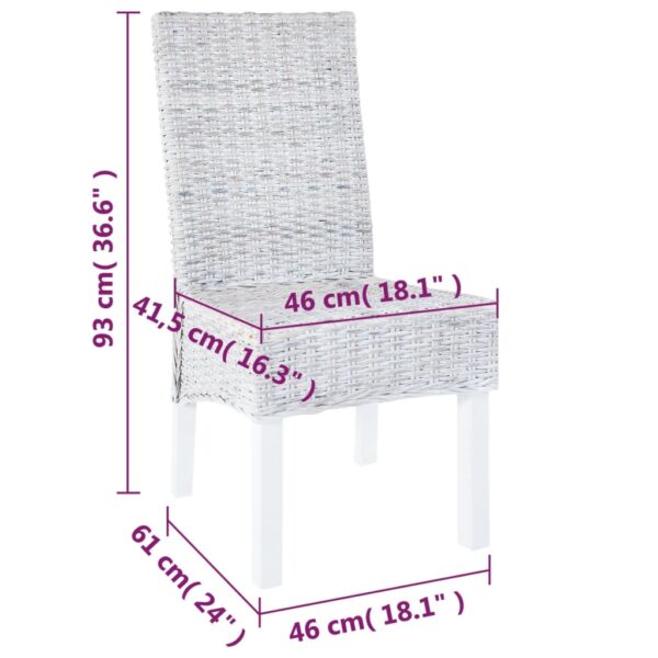 vidaXL Dining Chairs 2 pcs Light Brown Kubu Rattan and Mahogany Wood - Image 8