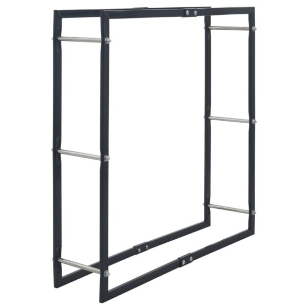 vidaXL Firewood Rack Black 100x25x100 cm Steel - Image 2