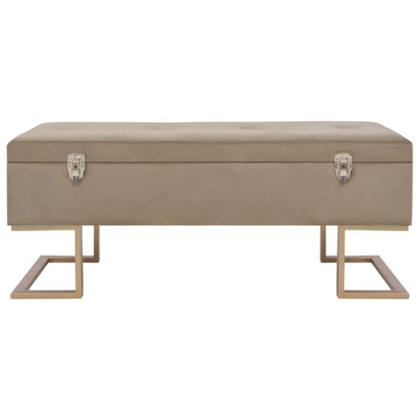 vidaXL Bench with Storage Compartment 105 cm Beige Velvet - Image 3
