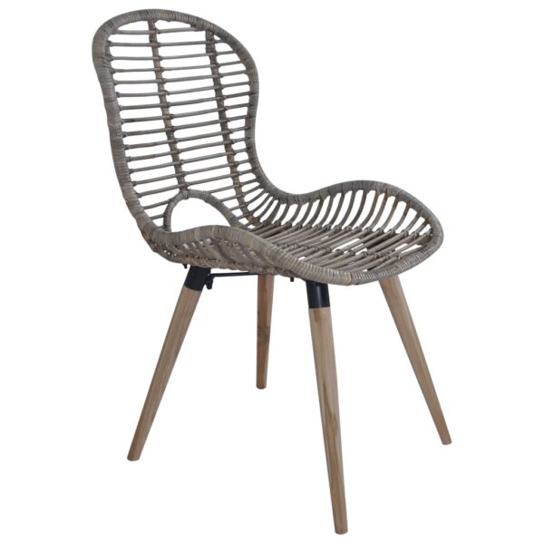 vidaXL Dining Chairs 2 pcs Brown Natural Rattan - Image 3
