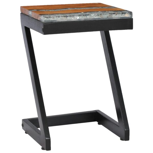 vidaXL Coffee Table 30x30x50 cm Solid Teak Wood and Polyresin - Image 10