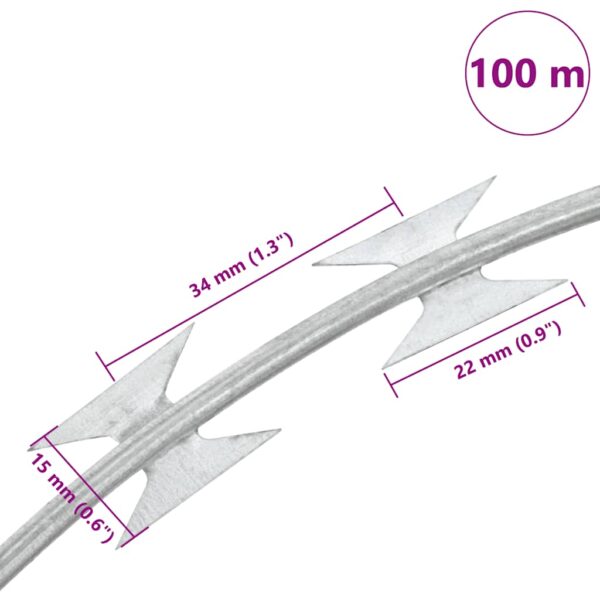 vidaXL Razor Wire Helical Wire Roll Galvanised Steel 100 m - Image 5