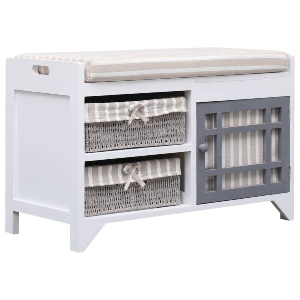 vidaXL Hall Bench White 70x33.5x45 cm Paulownia Wood - Image 1