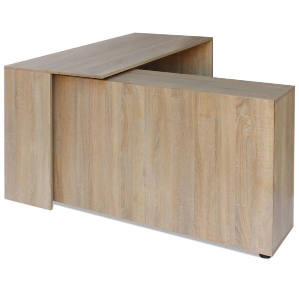 vidaXL Corner Desk 4 Shelves Oak - Image 4