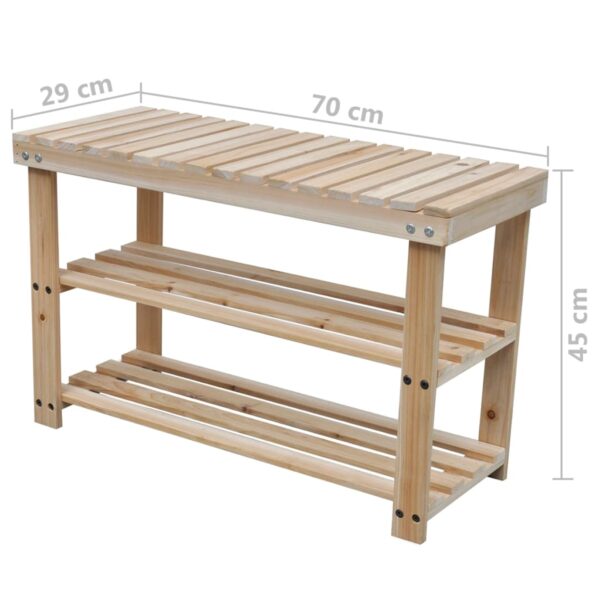 vidaXL 2-in-1 Shoe Rack with Bench Top 2 pcs Solid Wood - Image 4