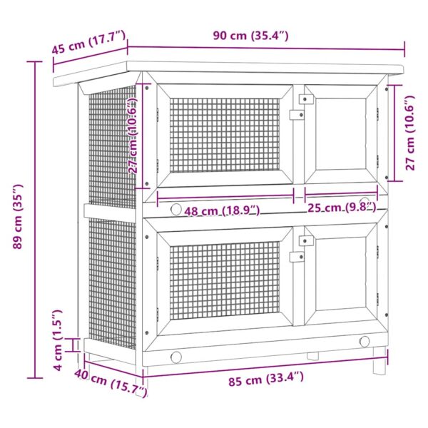 vidaXL Outdoor Rabbit Hutch 4 Doors Red Wood - Image 8