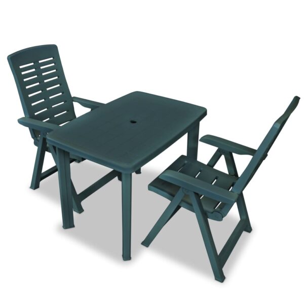 vidaXL 3 Piece Bistro Set Plastic Green - Image 1