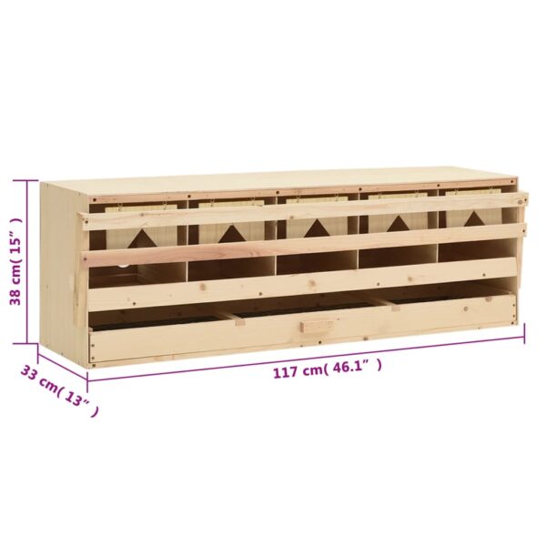 vidaXL Chicken Laying Nest 5 Compartments 117x33x38 cm Solid Pine Wood - Image 7