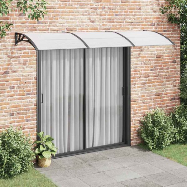 vidaXL Door Canopy Black and Transparent 300x75 cm Polycarbonate - Image 1