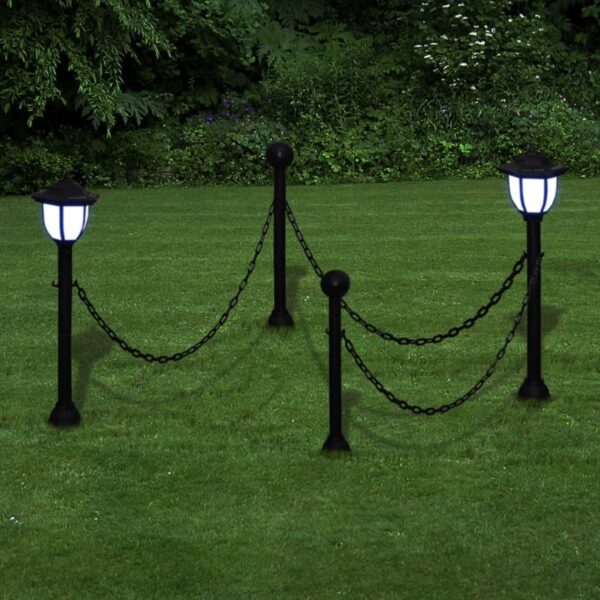 vidaXL Solar Lights 4 pcs with Chain Fence and Poles - Image 2