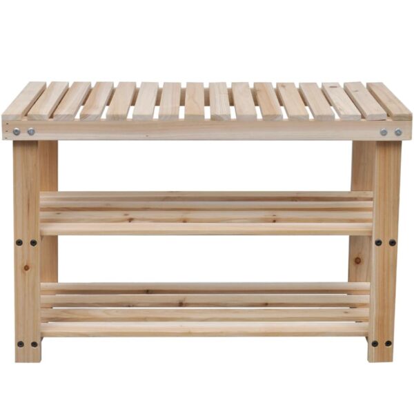 vidaXL 2-in-1 Shoe Rack with Bench Top 2 pcs Solid Wood - Image 3