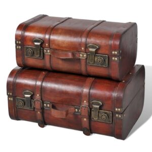 vidaXL Wooden Treasure Chests 2 pcs Vintage Brown