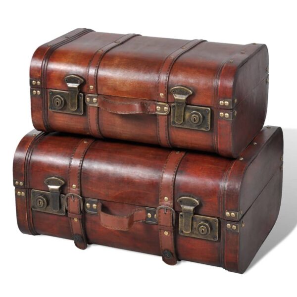 vidaXL Wooden Treasure Chests 2 pcs Vintage Brown - Image 1