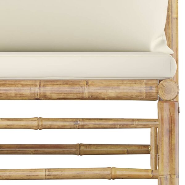 vidaXL 11 Piece Garden Lounge Set with Cream White Cushions Bamboo - Image 6