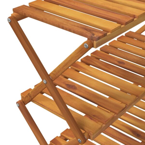 vidaXL 3-Tier Folding Shelf Brown 70x31x63 cm Solid Wood Acacia - Image 10