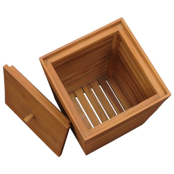 vidaXL Laundry Basket 30x30x45 cm Solid Teak Wood - Image 5