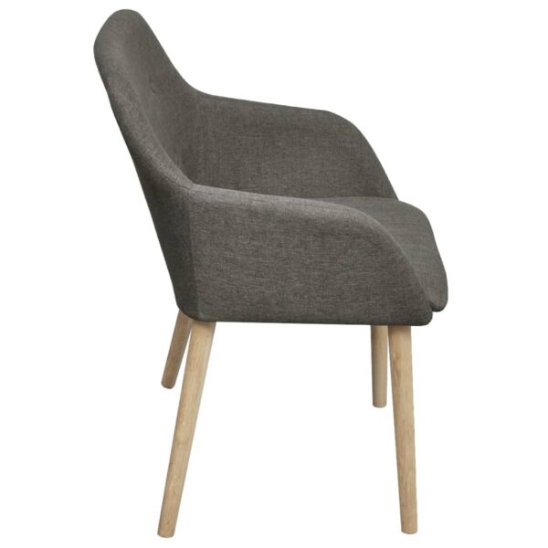 vidaXL Dining Chairs 2 pcs Light Grey Fabric and Solid Oak Wood - Image 4