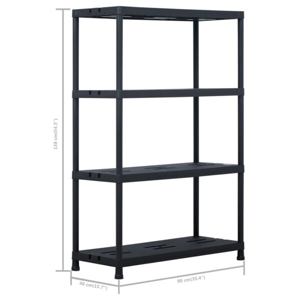 vidaXL Storage Shelf Racks 2 pcs Black 220 kg 90x40x138 cm Plastic - Image 9