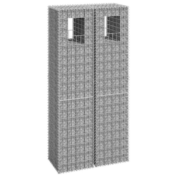 vidaXL Gabion Basket Posts 2 pcs 40x40x180 cm Iron - Image 1
