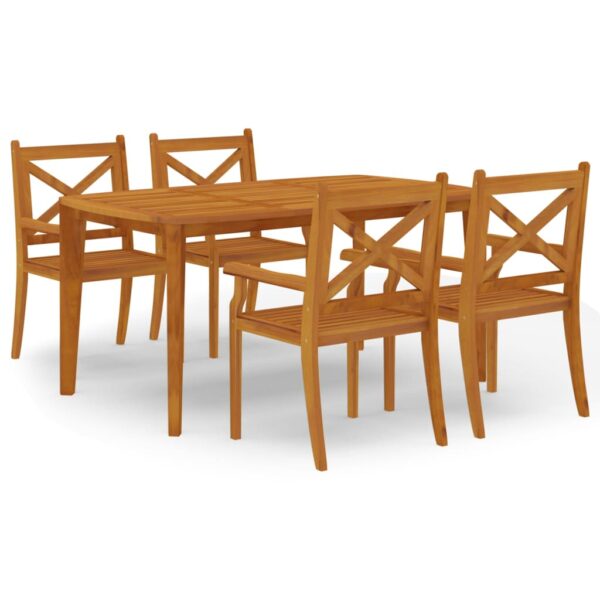 vidaXL 5 Piece Garden Dining Set Solid Wood Acacia - Image 2