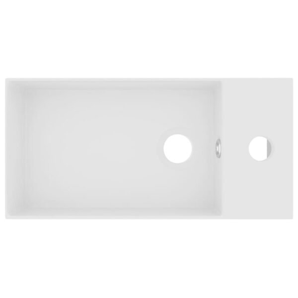 vidaXL Bathroom Sink with Overflow Ceramic Matt White - Image 3