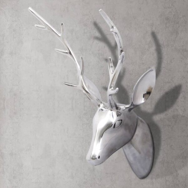 Wall Mounted Aluminium Deer's Head Decoration Silver 62 cm - Image 1