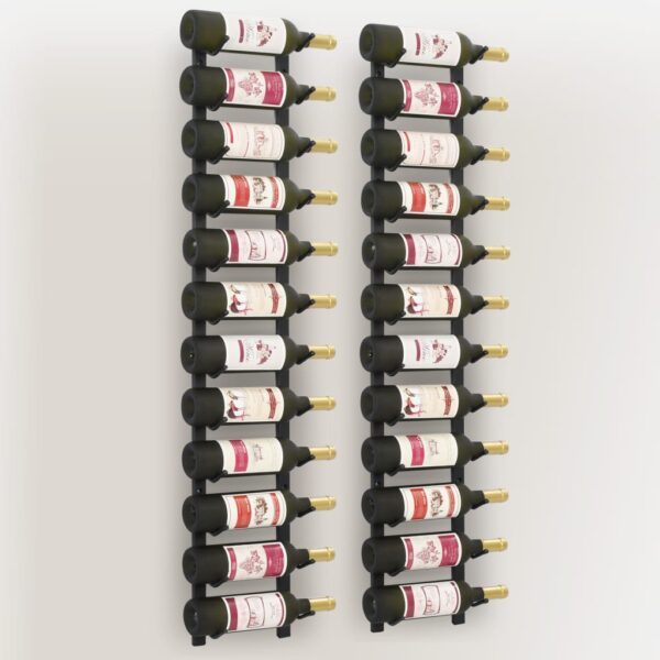 vidaXL Wall Mounted Wine Racks for 12 Bottles 2 pcs Black Iron - Image 4