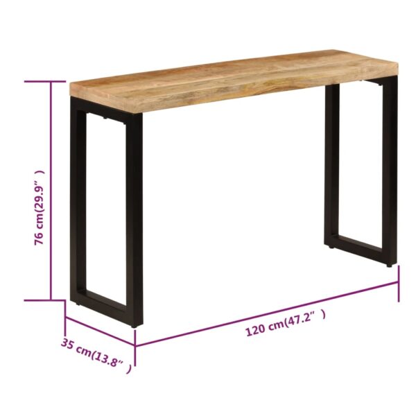 vidaXL Console Table 120x35x76 cm Solid Wood Mango and Steel - Image 10