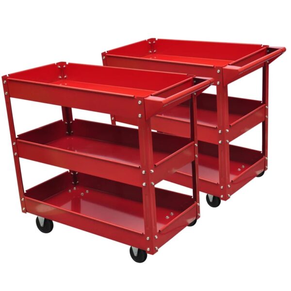 2 x Workshop Tool Trolley 100 kg 3 Shelves - Image 1