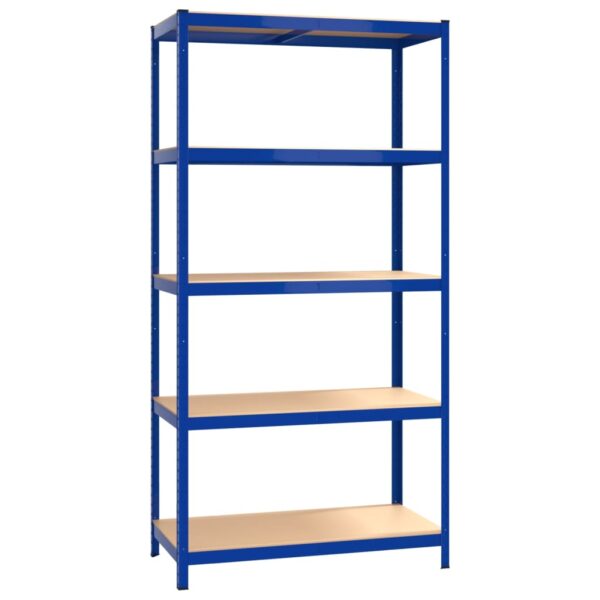 vidaXL 5-Layer Shelves 2 pcs Blue Steel and Engineered Wood - Image 4