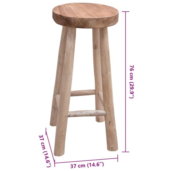 vidaXL Bar Stool Solid Teak Wood - Image 4