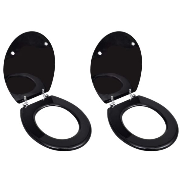 vidaXL Toilet Seats with Lids 2 pcs MDF Black - Image 1