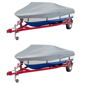 vidaXL Boat Covers 2 pcs Grey Length 610-671 cm Width 254 cm