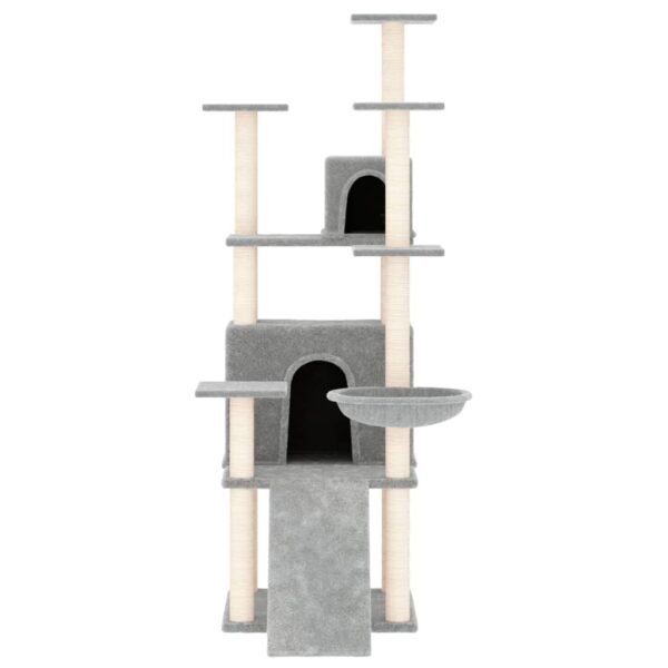 vidaXL Cat Tree with Sisal Scratching Posts Light Grey 154 cm - Image 3