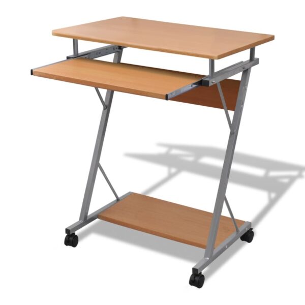 vidaXL Compact Computer Desk with Pull-out Keyboard Tray Brown - Image 1