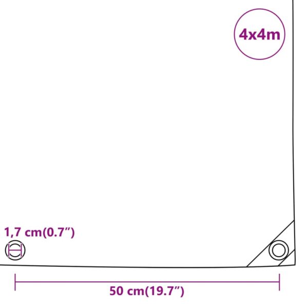 vidaXL Tarpaulin Anthracite 4x4 m 650 g/m² - Image 10