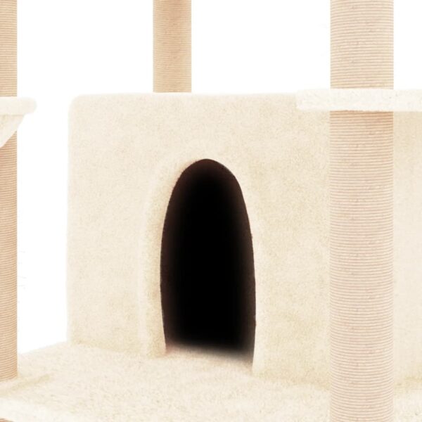vidaXL Cat Tree with Sisal Scratching Posts Cream 166 cm - Image 6