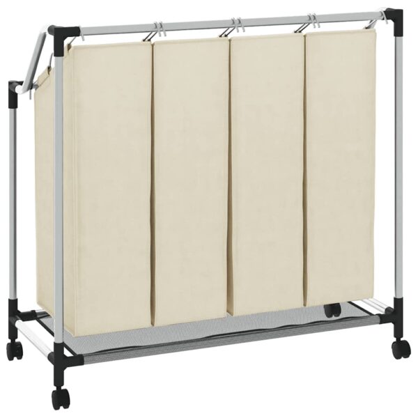 vidaXL Laundry Sorter with 4 Bags Cream Steel - Image 7
