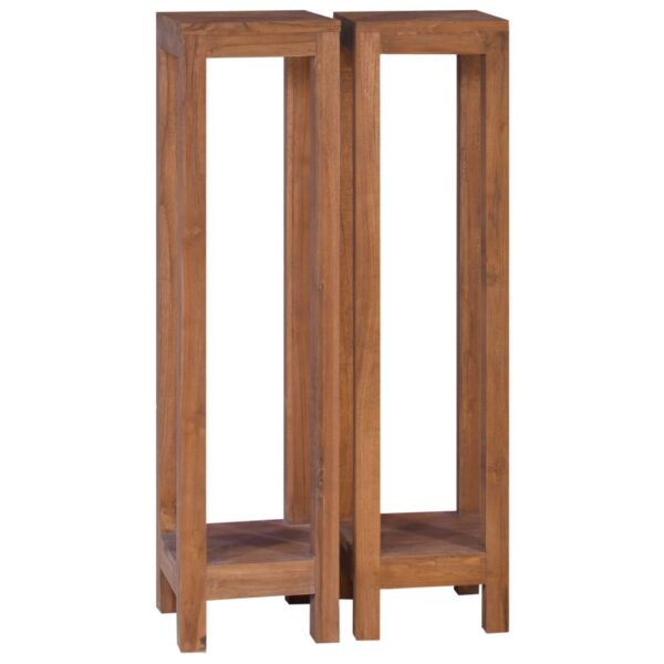 vidaXL Plant Stands 2 pcs 25x25x100 cm Solid Teak Wood - Image 2