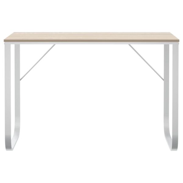 vidaXL Computer Desk White and Oak 110x60x73 cm Engineered Wood - Image 3