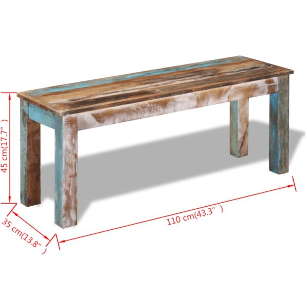 vidaXL Bench Solid Reclaimed Wood 110x35x45 cm - Image 10