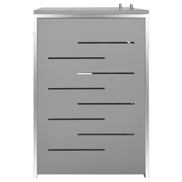 vidaXL Double Wheelie Bin Shed 138x77.5x112.5 cm Stainless Steel - Image 5