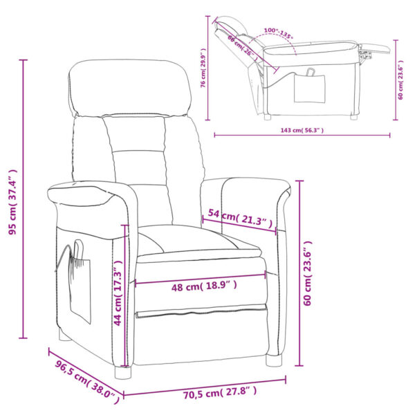 vidaXL Massage Chair Dark Grey Faux Suede Leather - Image 11