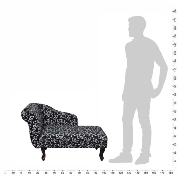 vidaXL Chaise Longue Black and White Fabric - Image 5