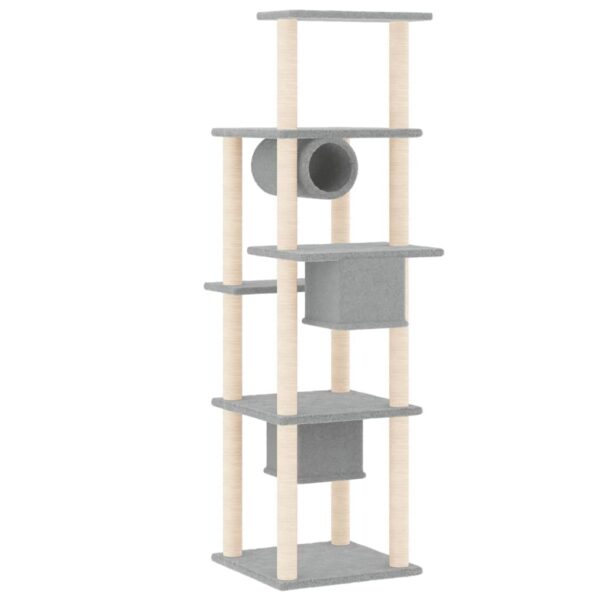 vidaXL Cat Tree with Sisal Scratching Posts Light Grey 169 cm - Image 5