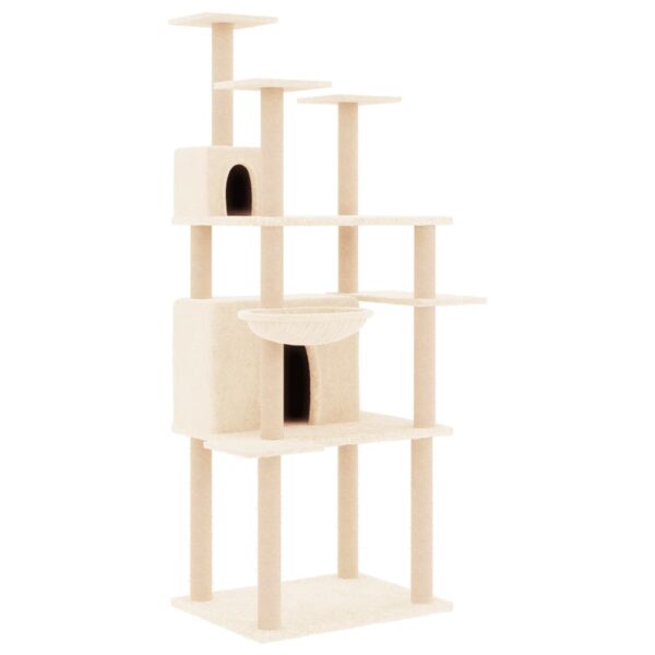 vidaXL Cat Tree with Sisal Scratching Posts Cream 166 cm - Image 2