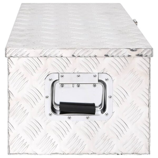 vidaXL Storage Box Silver 80x39x30 cm Aluminium - Image 3