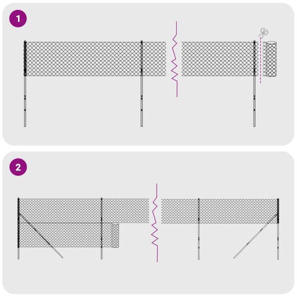 vidaXL Chain Link Fence Anthracite 1.6x25 m - Image 4