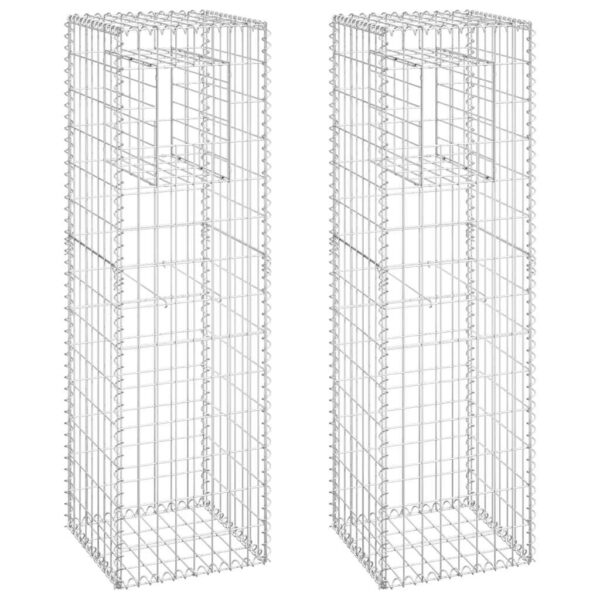 vidaXL Gabion Basket Posts 2 pcs 40x40x140 cm Iron - Image 2