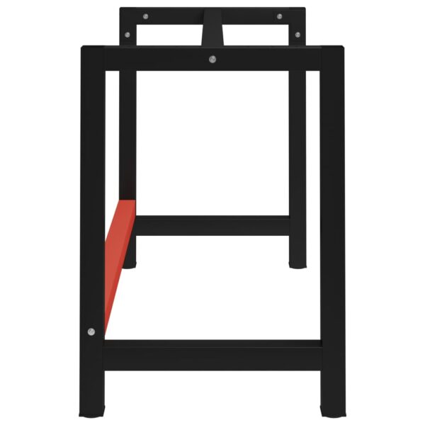 vidaXL Work Bench Frame Metal 120x57x79 cm Black and Red - Image 3
